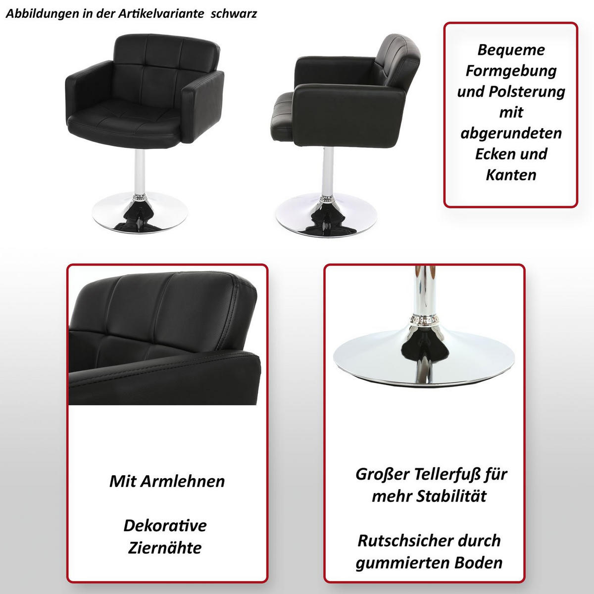 ESSZIMMERSTUHL Schwarz - Schwarz, Textil (60/80/55cm) - MCW