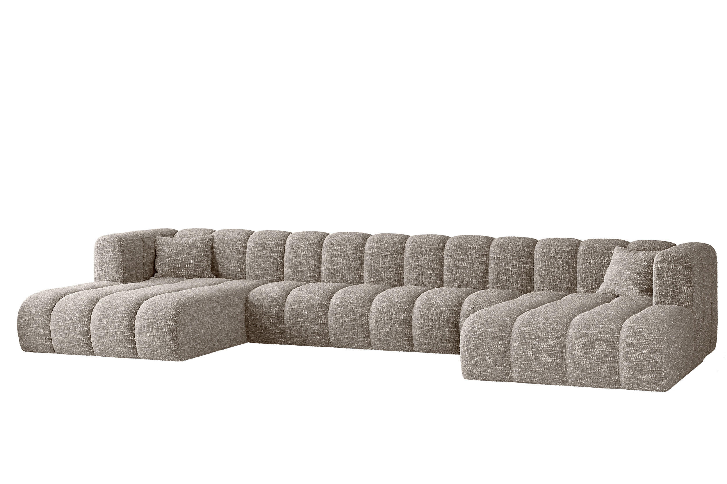 ECKSOFA U-form Grand U XL Stoff Haga Hellgrau - Hellgrau, Holz (179/408cm) - Kaiser Möbel