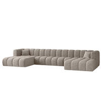 ECKSOFA U-form Grand U XL Stoff Haga Hellgrau - Hellgrau, Holz (179/408cm) - Kaiser Möbel