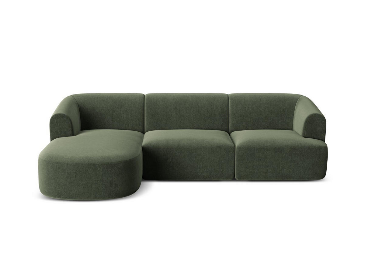MODULARES-ECKSOFA links Campi aus Samt grün 4 Sitzplätze - Grün, Textil (156/256cm) - Cosmopolitan Design