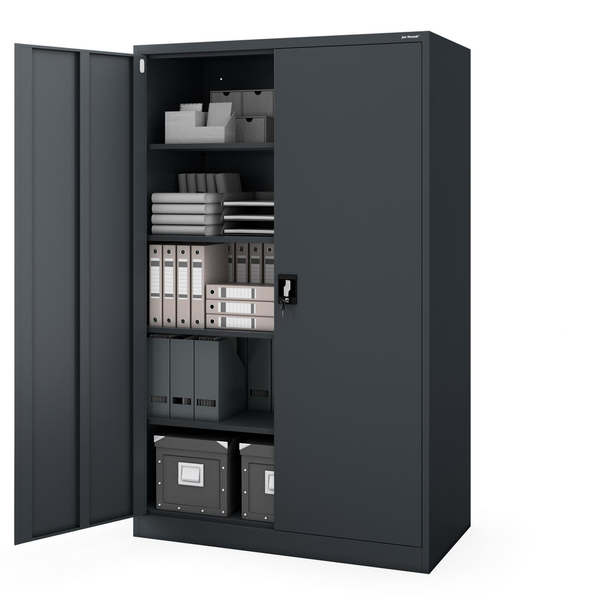 METALL-BÜROSCHRANK JAN II D600 - Anthrazit, Metall (115/185/60cm) - Jan Nowak