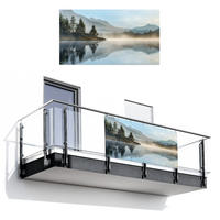 BALKON-SICHTSCHUTZ See - Nebel - Berge - Landschaft - Hellblau, Kunststoff (200/110cm) - MuchoWow