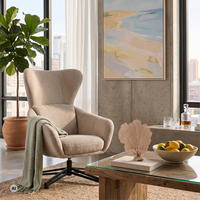 OHRENSESSEL Marconia beige drehbar - Beige/Schwarz, Textil/Metall (75/109/80cm) - Mr. Deko