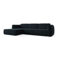 ECKSOFA Links Samt Stoff Blau - Blau/Schwarz, Kunststoff/Textil (170/290cm) - Makamii