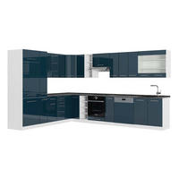 EINBAUKÜCHE Fame-Line Dunkelblau Hochglanz/Weiß 257 x 60 cm, AP Anthrazit - Dunkelblau/Weiß, Holzwerkstoff (347/81.6/60cm) - Vicco