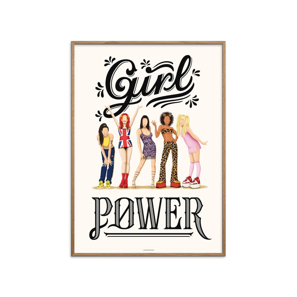 POSTER mit Rahmen Nour Tohme - Girl Power - Eichefarben/Multicolor, Holz/Papier (70/100cm) - Poster&Frame