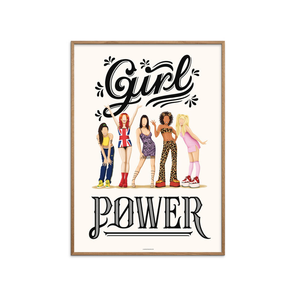 POSTER mit Rahmen Nour Tohme - Girl Power - Eichefarben/Multicolor, Holz/Papier (70/100cm) - Poster&Frame