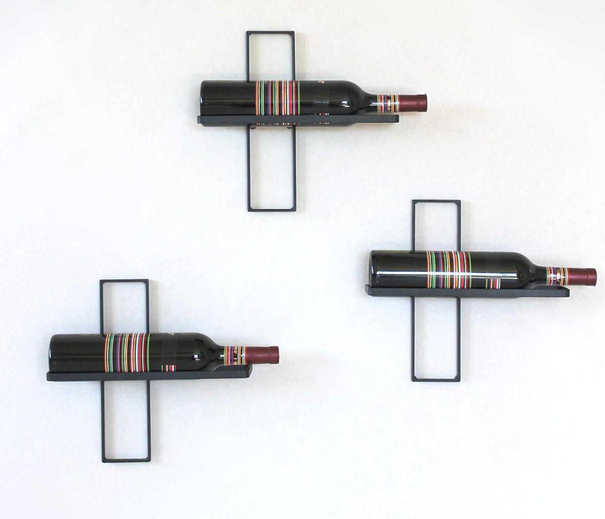WEINREGAL D3 aus Metall Flaschenständer 3er Set - Schwarz, Metall (28/28/8.5cm) - DanDiBo