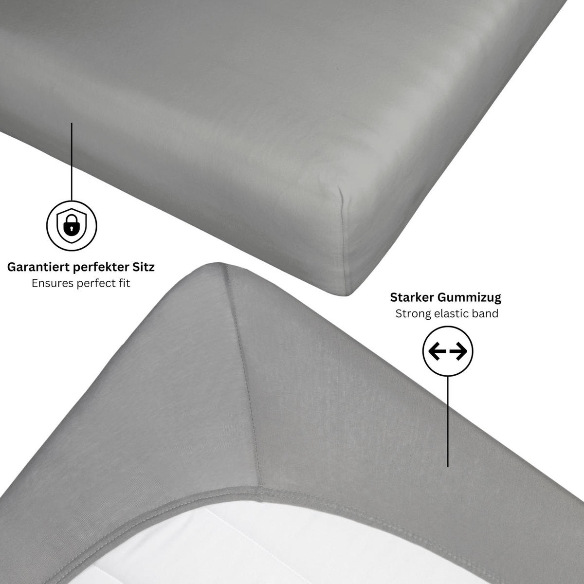 TOPPER Spannbettlaken BASIC - Grau, Textil (140/200cm) - Schöner Wohnen