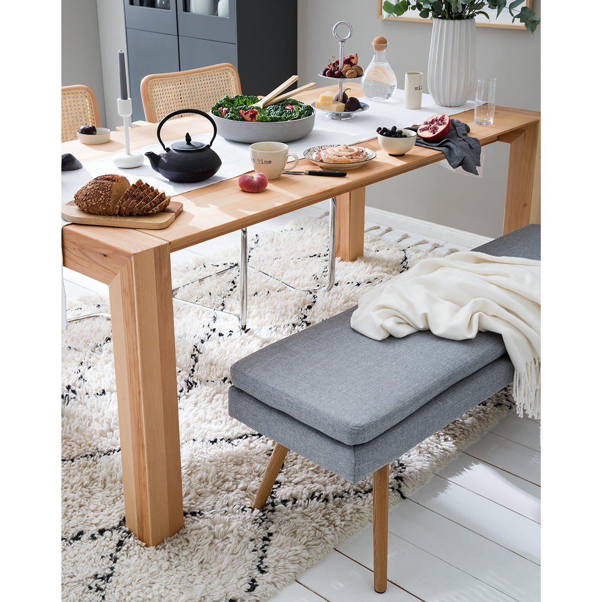 SITZBANK - Eichefarben/Graphitfarben, Eichenholz/Holz (140/48/41cm) - home24