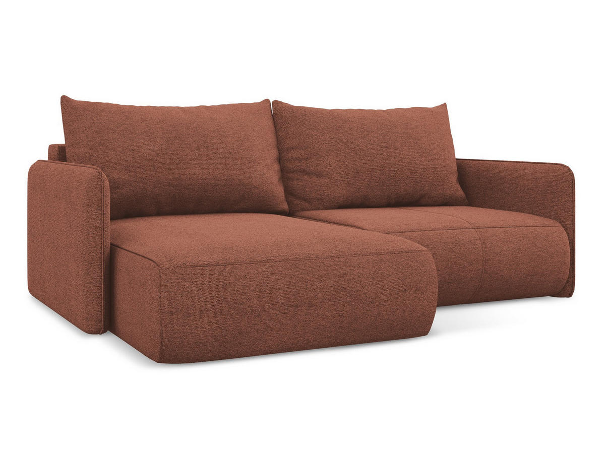ECKSOFA mit Schlaffunktion Chenille Stoff Pink - Pink/Hellrosa, Kunststoff/Textil (148/207cm) - Makamii