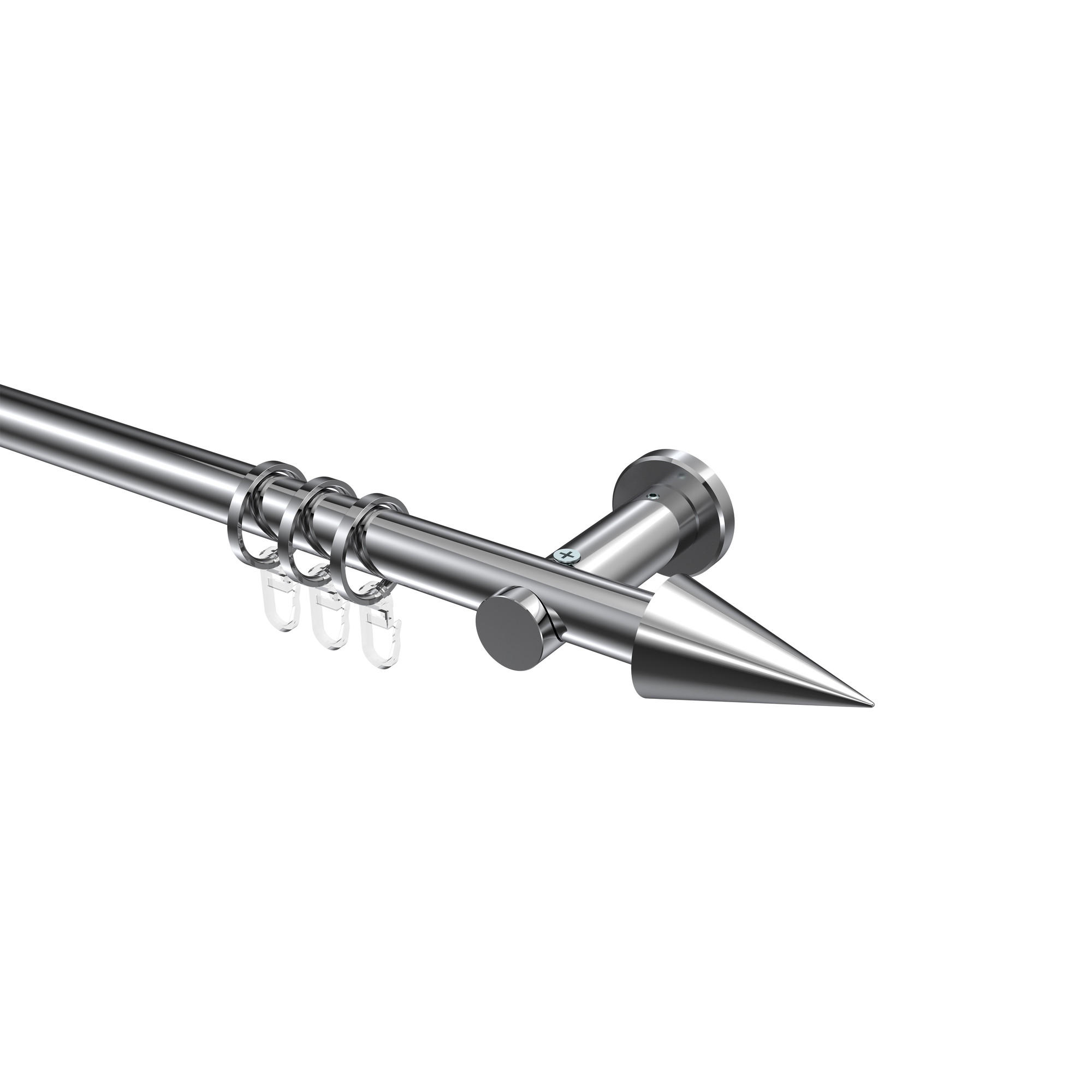 GARDINENSTANGEN-SET Platon Savio 260 cm (geteilt in 2 x 130 cm), 1-läufig, 20 mm Ø Chrom - Chromfarben, Metall (260cm) - INTERDECO