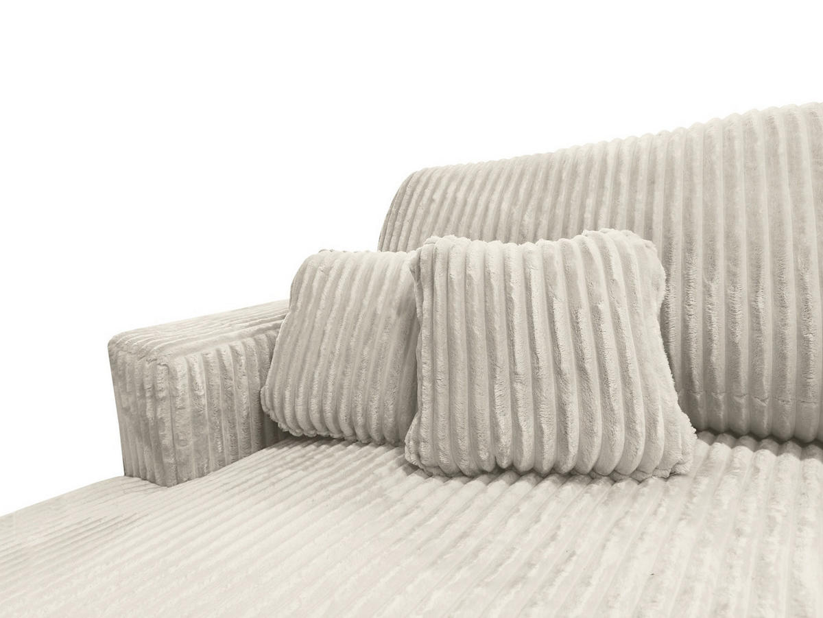 ECKSOFA Luna L links Ecru aus Cord - Ecru, Textil (271/195cm) - KS Home Concept