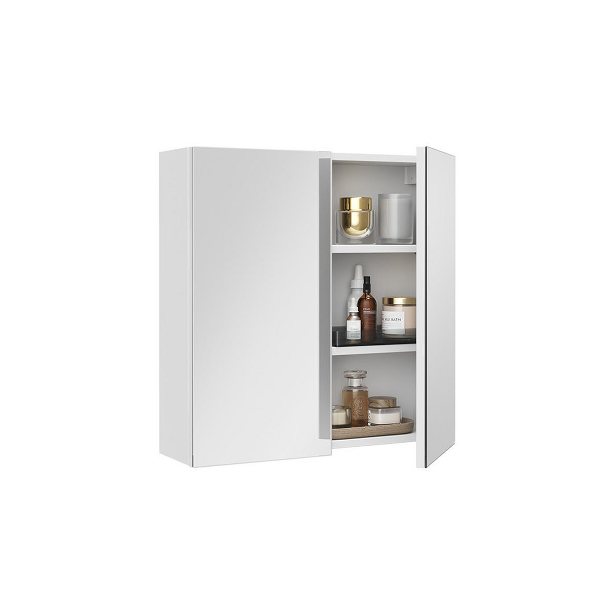 KOPALNIŠKA OMARICA Z OGLEDALOM Lavia, Bela, 60 x 60.2 cm - bela, leseni material (60/170/17cm) - Vicco