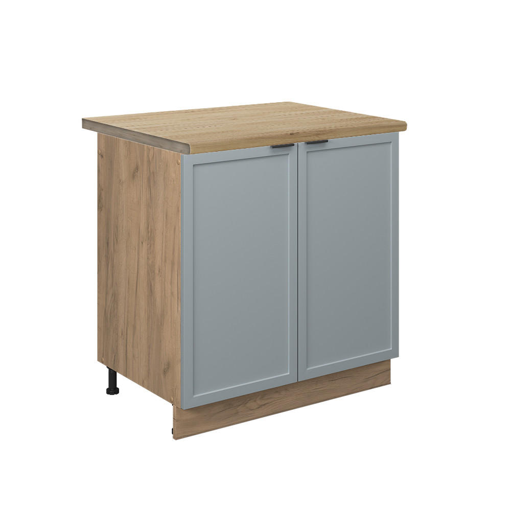 SPÜLENUNTERSCHRANK Fame-Line Hellblau-grau 80 cm, AP Eiche - Eiche Wotan/Blaugrau, Holzwerkstoff (80/82/60cm) - Vicco