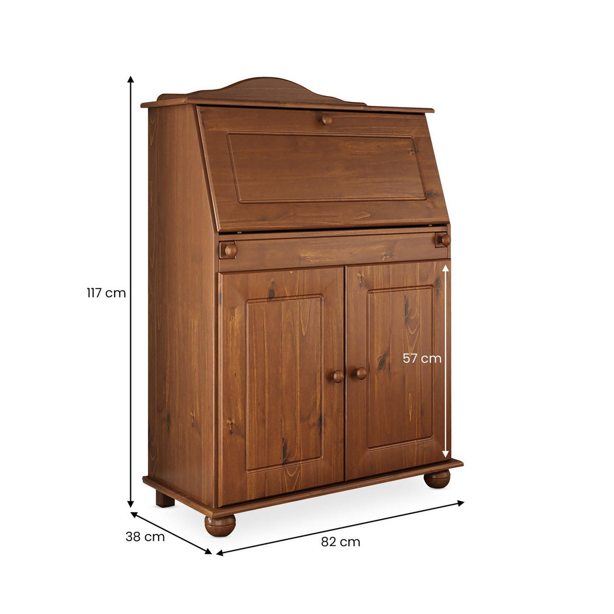 SEKRETÄR DAVID Kastanie - Kastanienfarben, Holz (38/82/117cm) - IDIMEX