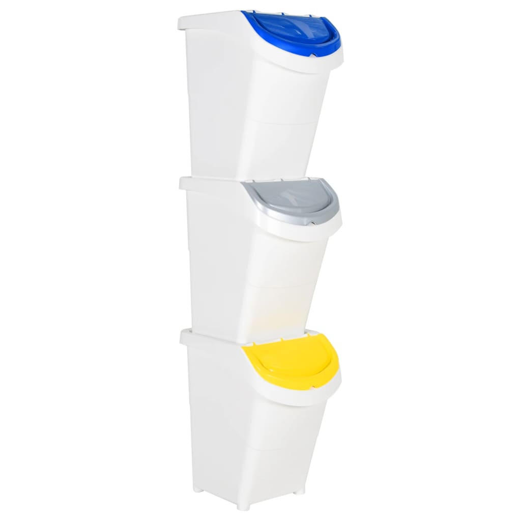 ABFALLBEHÄLTER (3er-Set) mit Deckeln 3x40L Weiß - Weiß, Kunststoff (43.5/46/31cm) - DELUKE