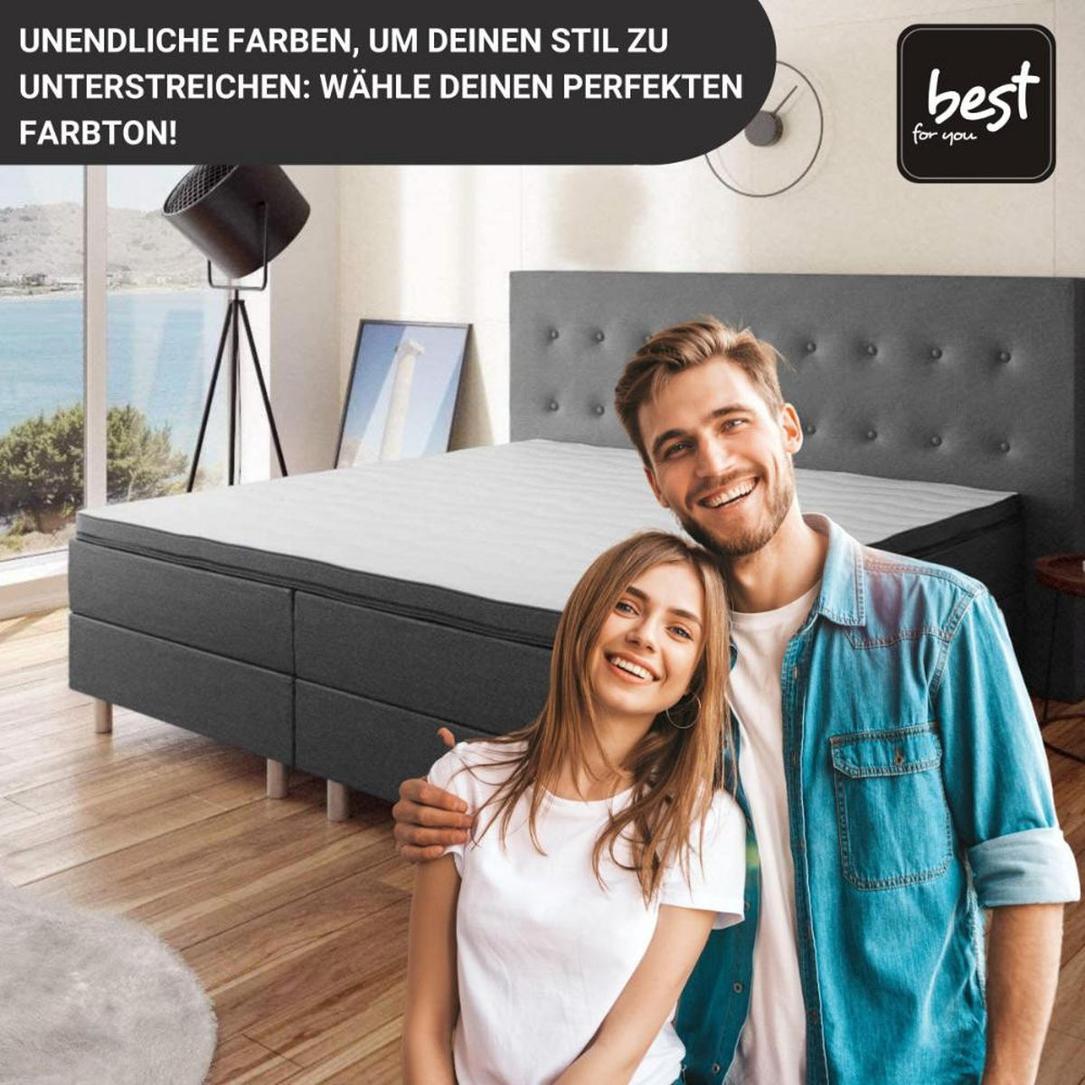 BOXBETT Neo First Class Bett Polsterbett - Graphitfarben, Holz/Holzwerkstoff (160/200cm) - Best For Home