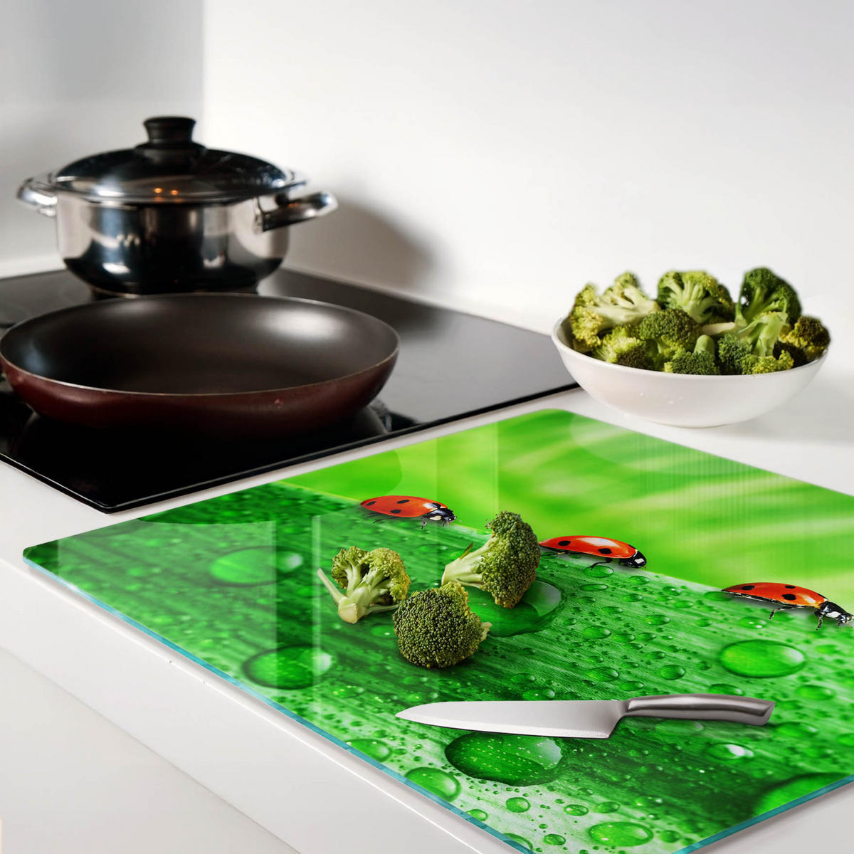 GLASPLATTE 60x52 cm Marienkäferrasen - Schwarz/Braun, Glas (60/0.4/52cm) - TULUP