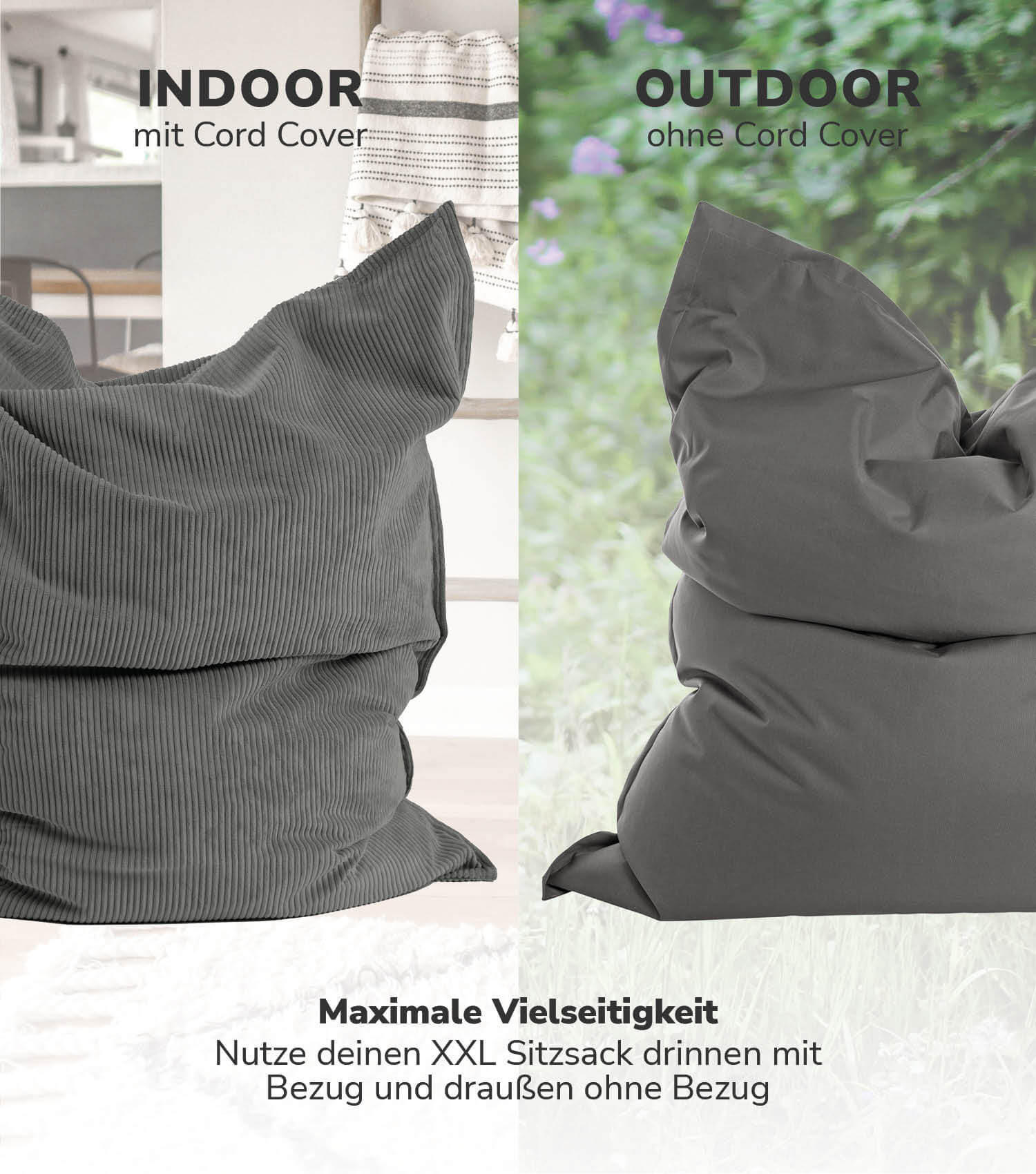 SITZSACK BEZUG Das Kuschel-Cover - Anthrazit, Textil (130/20/170cm) - Mokebo