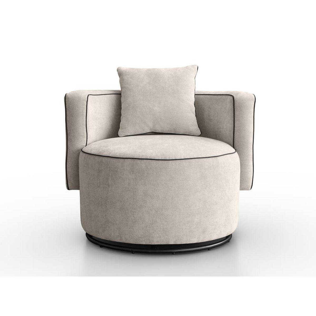 DREHSESSEL Dolce cappuccino velour - Schwarz/Cappuccino, Textil (90/83/90cm) - Beautysofa