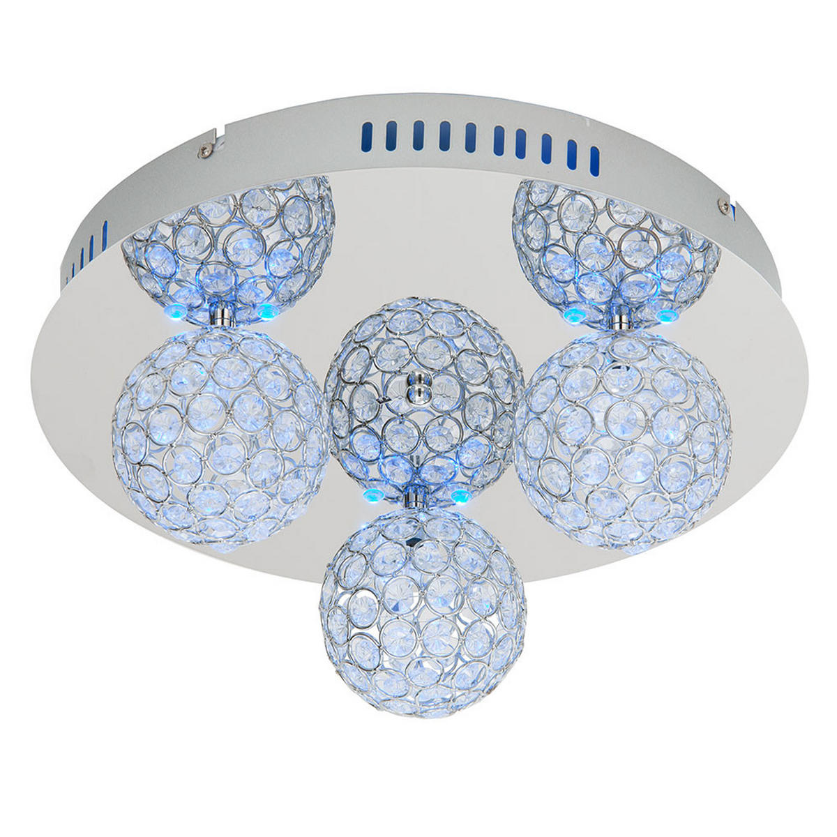 DECKENLEUCHTE Metall Silber Kristalloptik - Silberfarben, Glas (38/38/17cm) - Esto