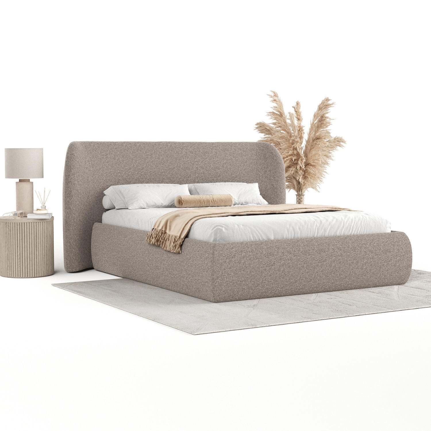 POLSTERBETT Bellano mit Stauraum 200/200 cm Beige im Bubble Stoff - Beige/Schwarz, Holz/Holzwerkstoff (200/200cm) - AltaBeds