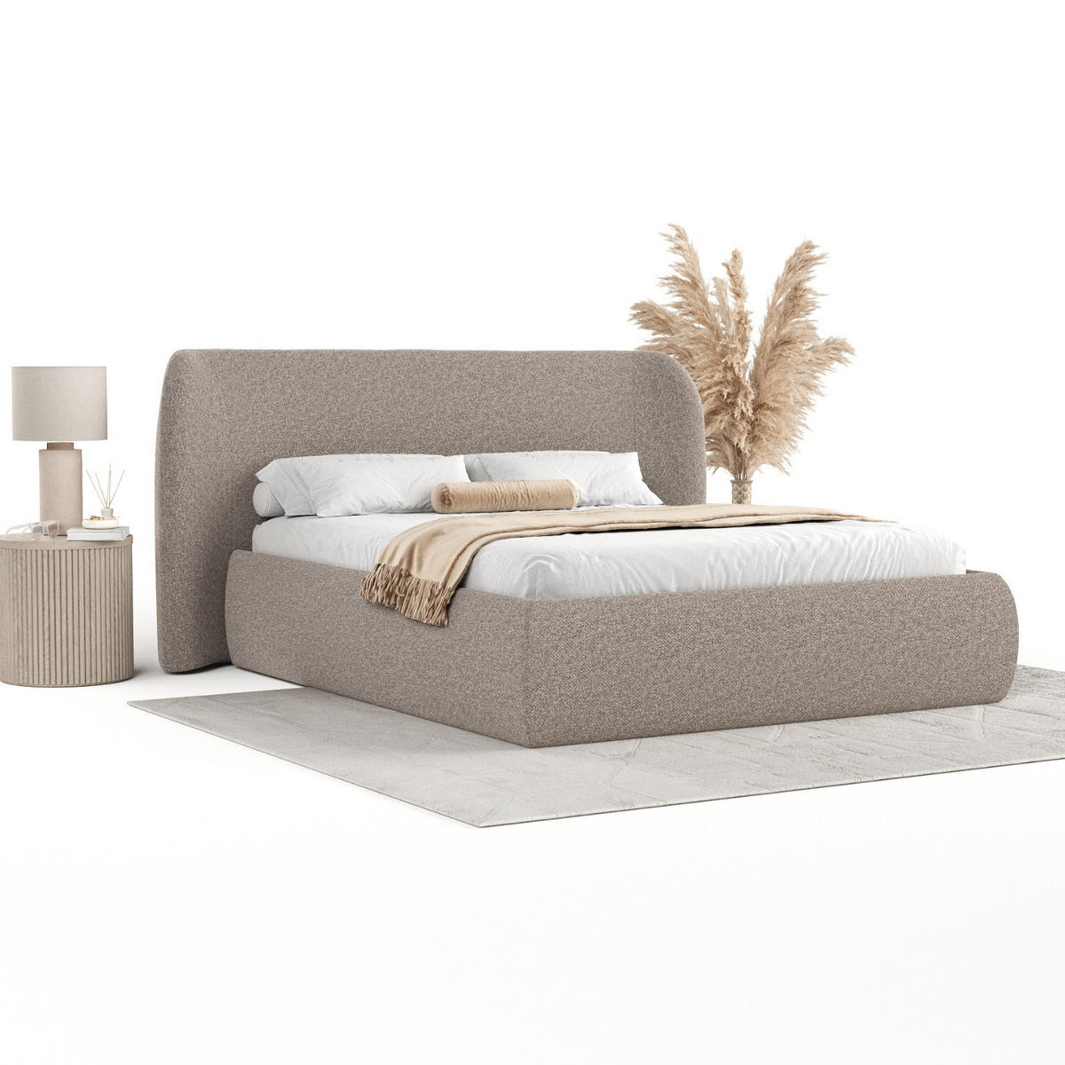POLSTERBETT Bellano mit Stauraum 160/200 cm Beige im Bubble Stoff - Beige/Schwarz, Holz/Holzwerkstoff (160/200cm) - AltaBeds
