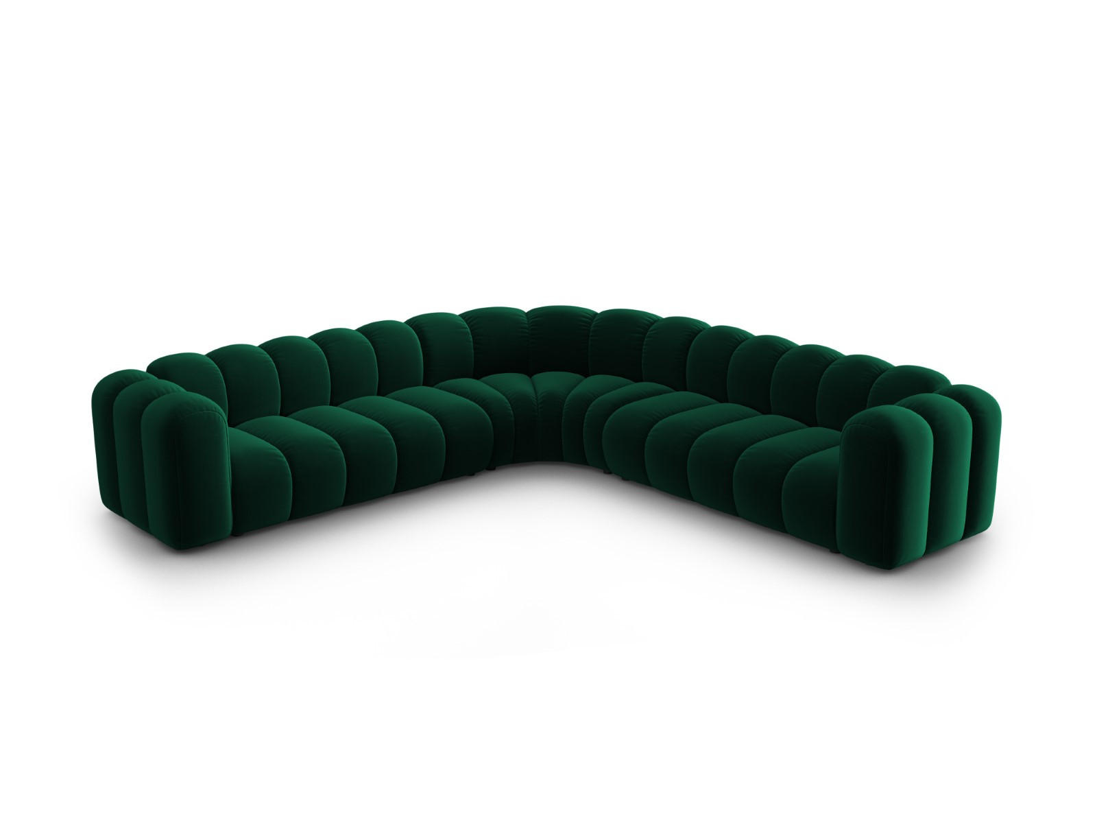 ECKSOFA symmetrisch modular Lupine aus Samt flaschengrün 5 Sitzplätze - Dunkelgrün, Textil (309/309cm) - Micadoni