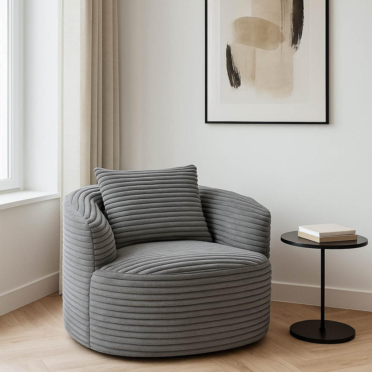 KRESLO - sivá, textil (100/66/86cm) - MCW