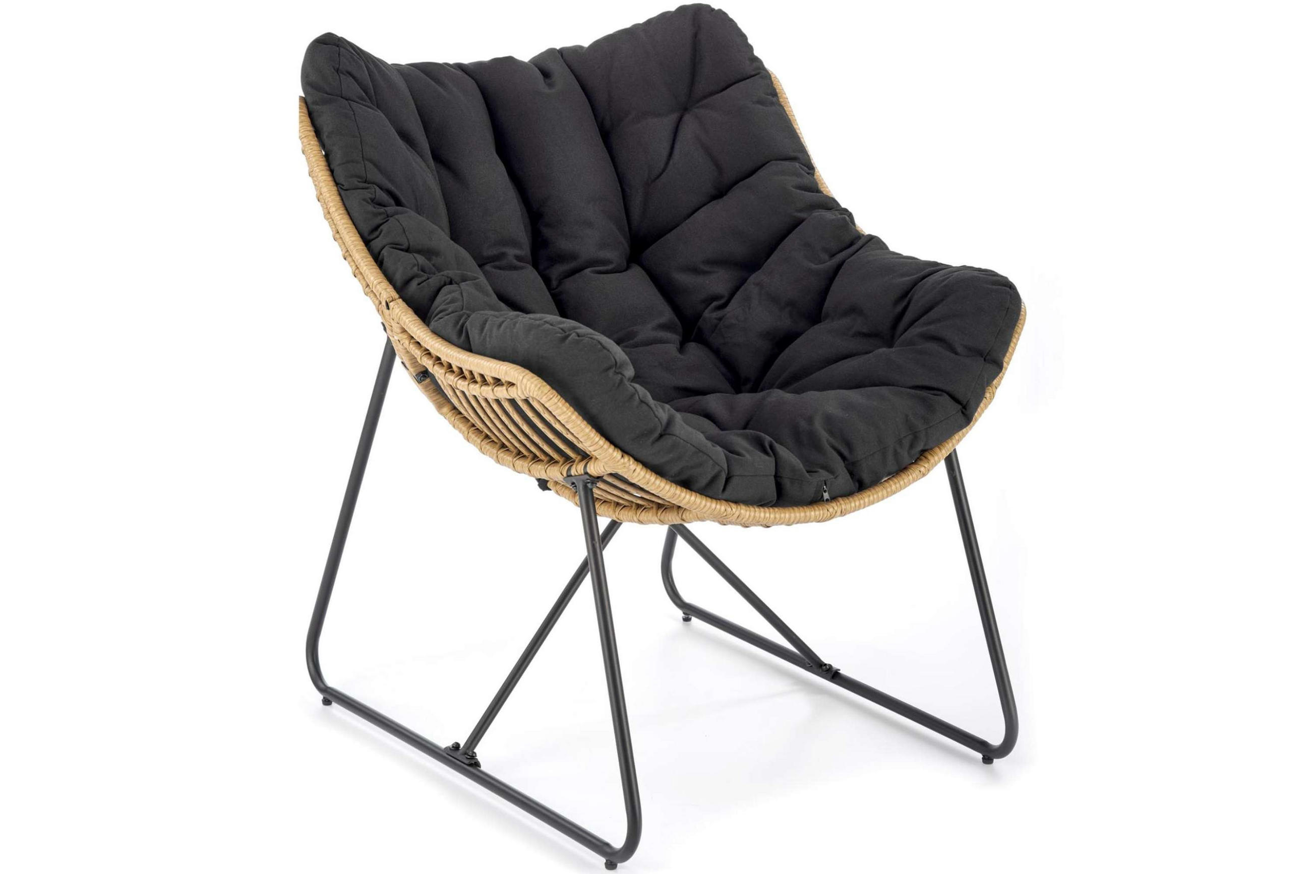 Konsimo® Gartensessel Beige, Schwarz 90x90x81 cm