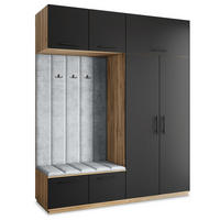 GARDEROBENSCHRANK REMA 200/240/60 cm Modern Eiche Wotan - Eiche Wotan/Schwarz, Holzwerkstoff (200/240/60cm) - MASSENO