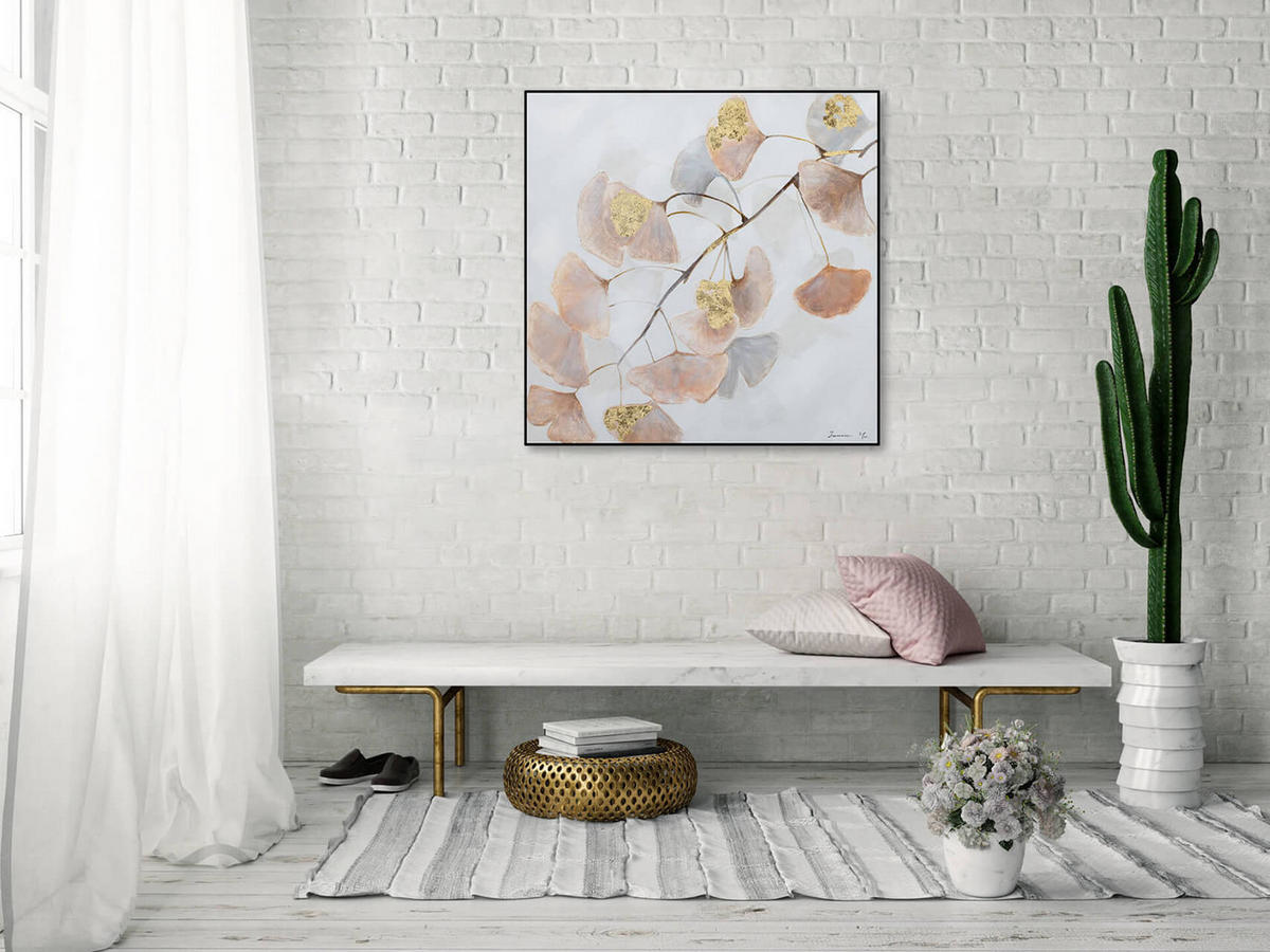 ACRYLBILD HANDGEMALT 80/80 cm - Beige/Braun, Holz/Textil (80/80cm) - KUNSTLOFT