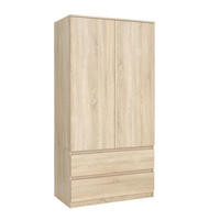 KLEIDERSCHRANK mit Schubladen 90x50x180 cm Sonoma Eiche - Sonoma Eiche, Holzwerkstoff (180/90/50cm) - MebLocker