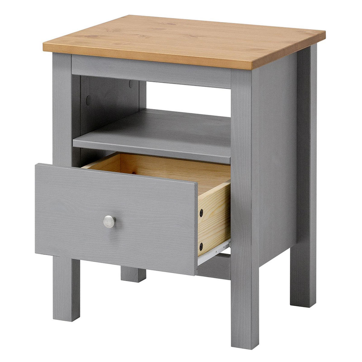 NACHTTISCH Massivholz 37/45/55 cm - Kirschbaumfarben/Grau, Holz (45/55/37cm) - hagge home