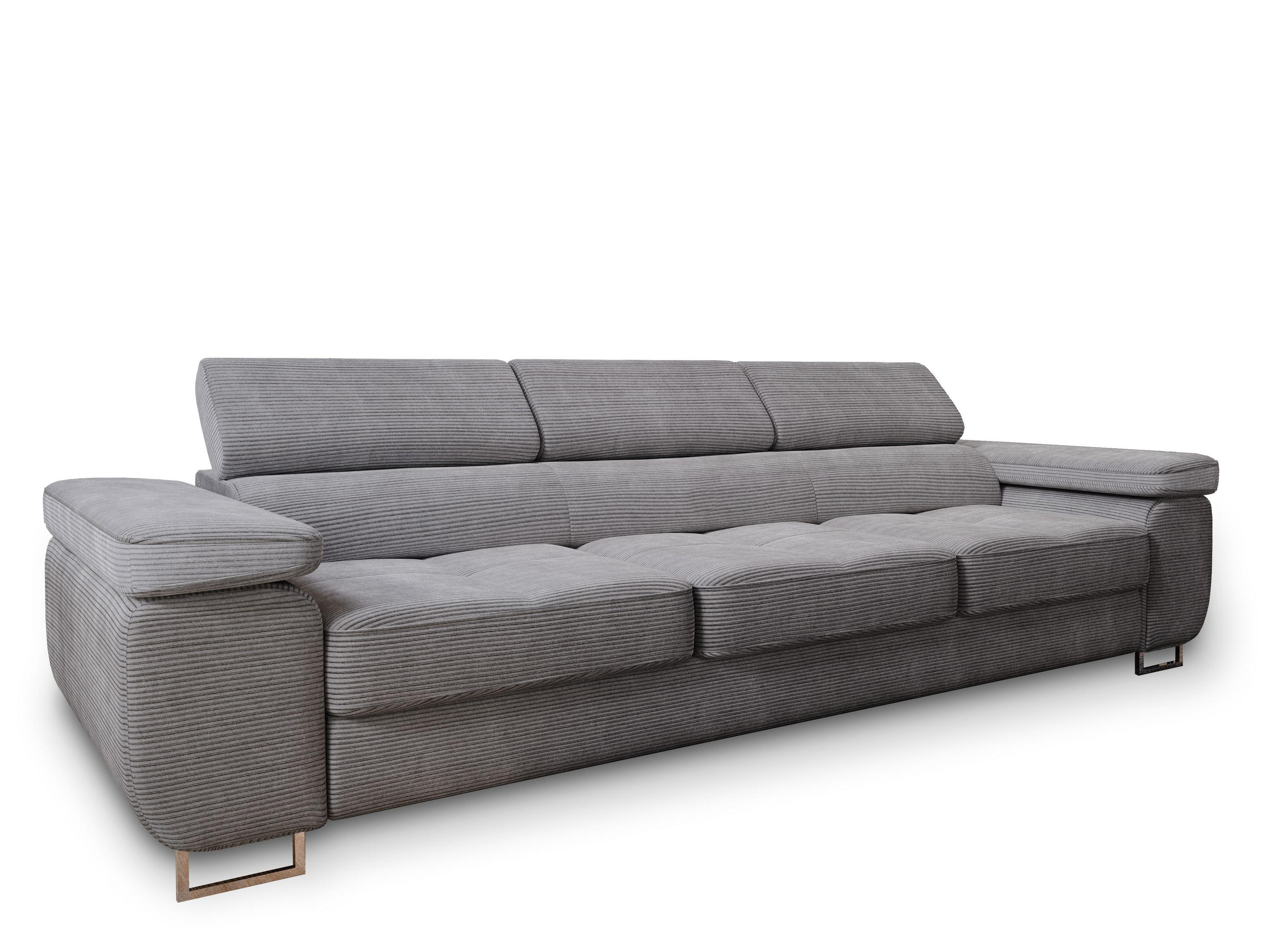 BETTSOFA MOSINE Grau Kordstoff mit Schlaffunktion - Grau, Textil (281/87/98cm) - MASSENO
