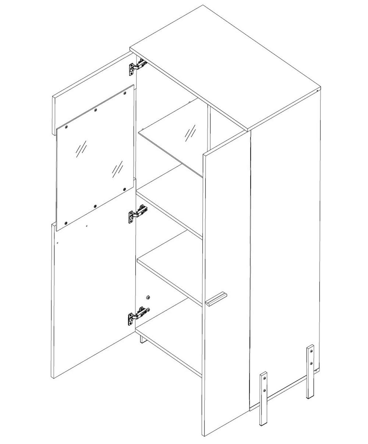 VITRINE Vigo weiß / weiß Hochglanz 70 / 40 / 158cm - Weiß Hochglanz/Schwarz, Holz/Holzwerkstoff (70/158/40cm) - Feldmann-Wohnen