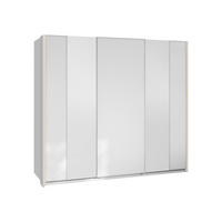 SCHIEBETÜRENSCHRANK Maxi 3D 250 MX06 mit LED Beleuchtung - Weiß, Holzwerkstoff (260/235/69cm) - MIRJAN24