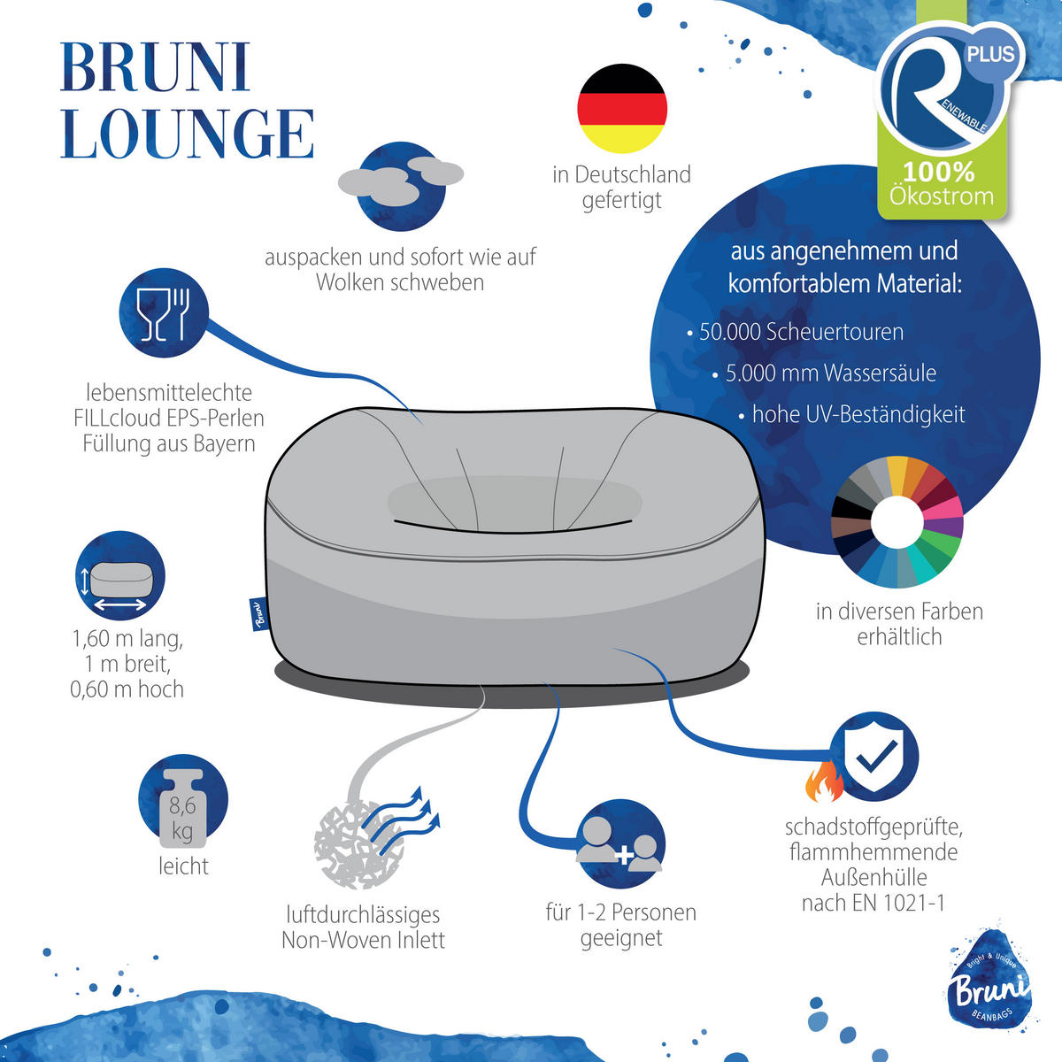 SITZSACK SOFA Lounge grün für Indoor und Outdoor - Grün, Textil (1600/60/1000cm) - Bruni