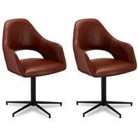 STUHL-SET 2 Stück in Kunstleder - Schwarz/Braun, Textil/Metall (59/89/64cm) - Furnhouse