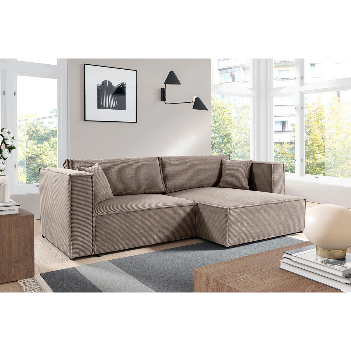 SOFA Jimmy 3 Sitzplätze Taupe - Taupe, Holz (245/77/148cm) - Petits-meubles