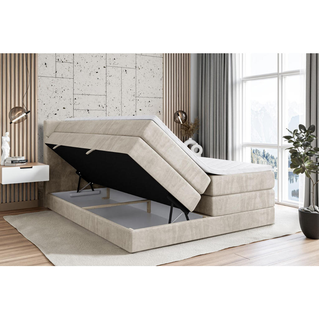 Thumbnail - Altdecor Boxspringbett, Creme, Holzwerkstoff, Höhe ca. 20 cm, 200x200 cm, Schlafzimmer, Betten, Boxspringbetten