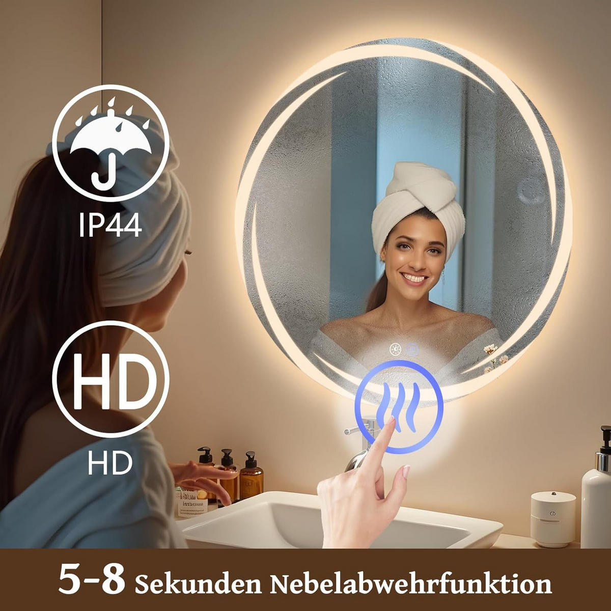 BADSPIEGEL Modernf Timo 50/50/2.4 cm - Alufarben, Glas/Metall (50/2.4/50cm) - ZMH