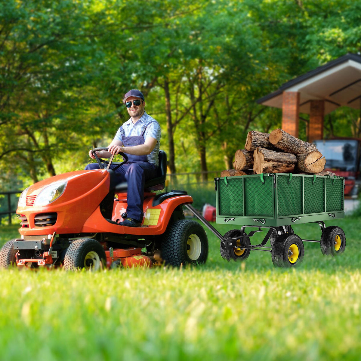 BOLLERWAGEN , Belastbarkeit 550 kg, grün - Grün, Metall (51.5/65/114cm) - tectake