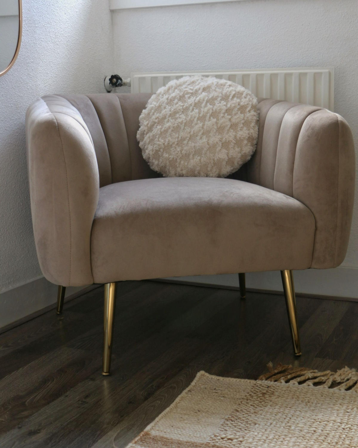 FOTOLIU catifea bej Laconia - bej, material textil/metal (85/72/62cm) - Beliani