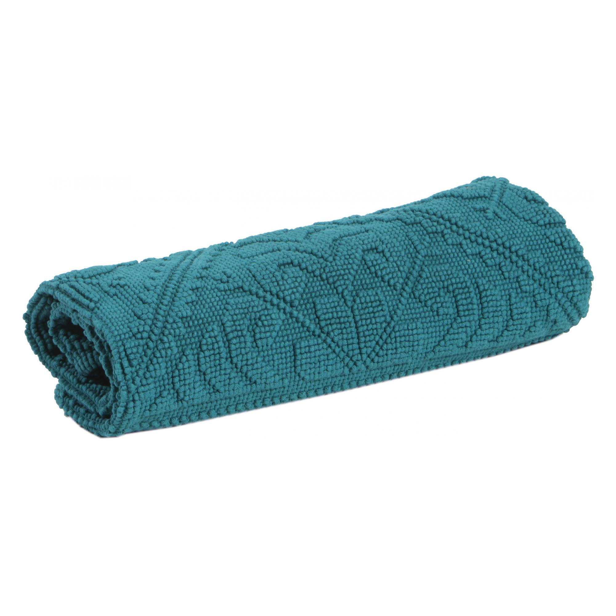 BADEMATTE Enzo peacock 54 x 64 cm - Blau, Textil (54/64cm) - Vivaraise