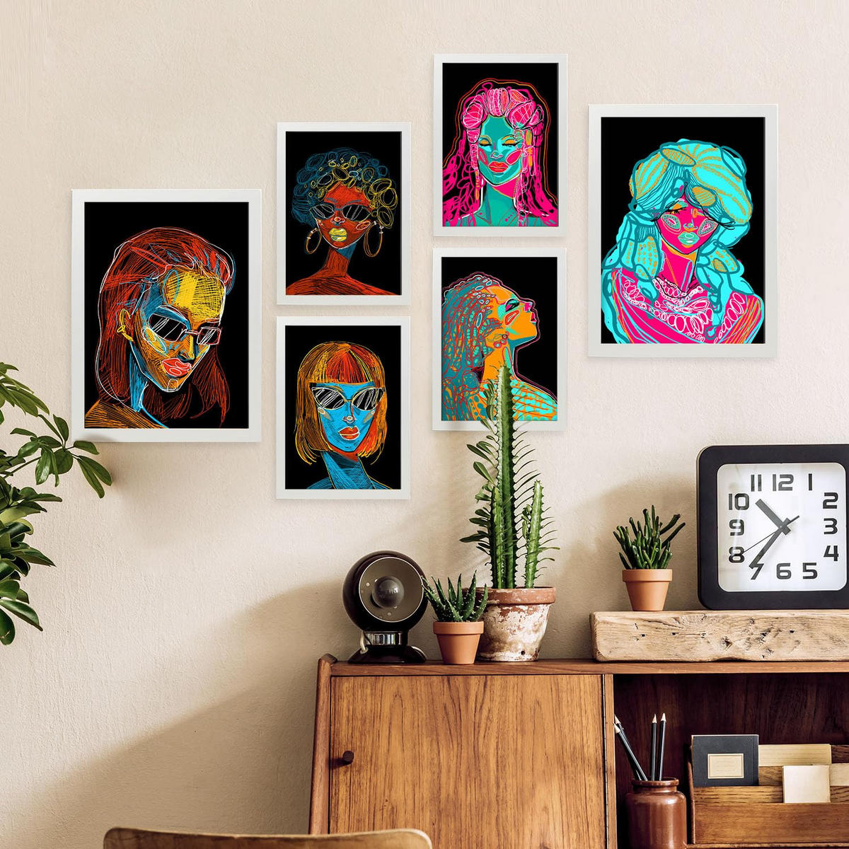 POSTER Set Mit 6 Shades of Beauty 4 Abstrakt Feminin Größe A3 & A4 Weißer Rahmen - Weiß, Papier (29.7/1cm) - Nacnic