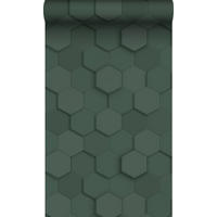 TAPETE 3D Wabenmuster 53 cm x 10.05 m - Grün, Papier (53/1000cm) - Origin Wallcoverings