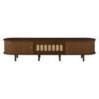 TV-SCHRANK 180/40/40 cm Nussbaum Rattan mit 1 Klapptür und 2 Rolltüren - Nussbaumfarben, Holzwerkstoff (180/40/40cm) - Oxeza