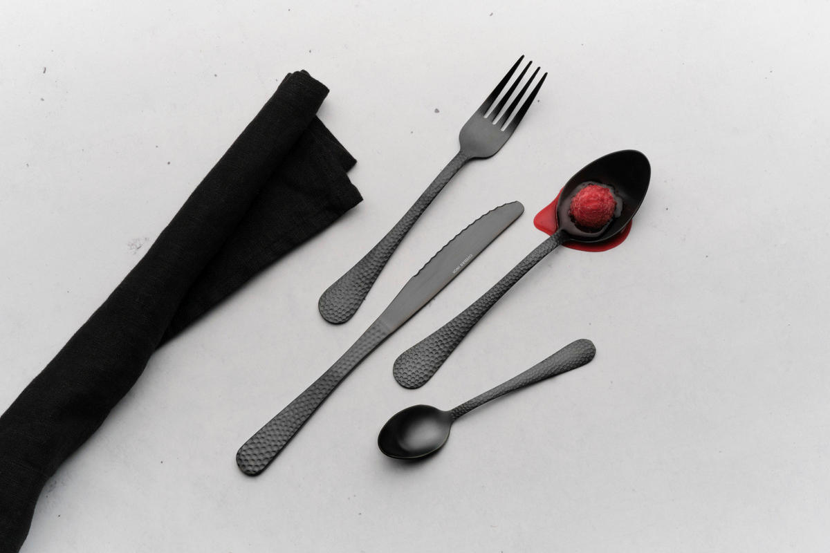 BESTECKSET Luna Black Matt 24-teilig - Schwarz, Metall - Comas